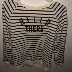 a white and black striped sweatshirt!